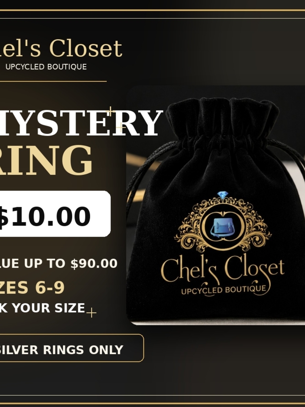 Mystery Silver Ring - Black Velvet Pouch